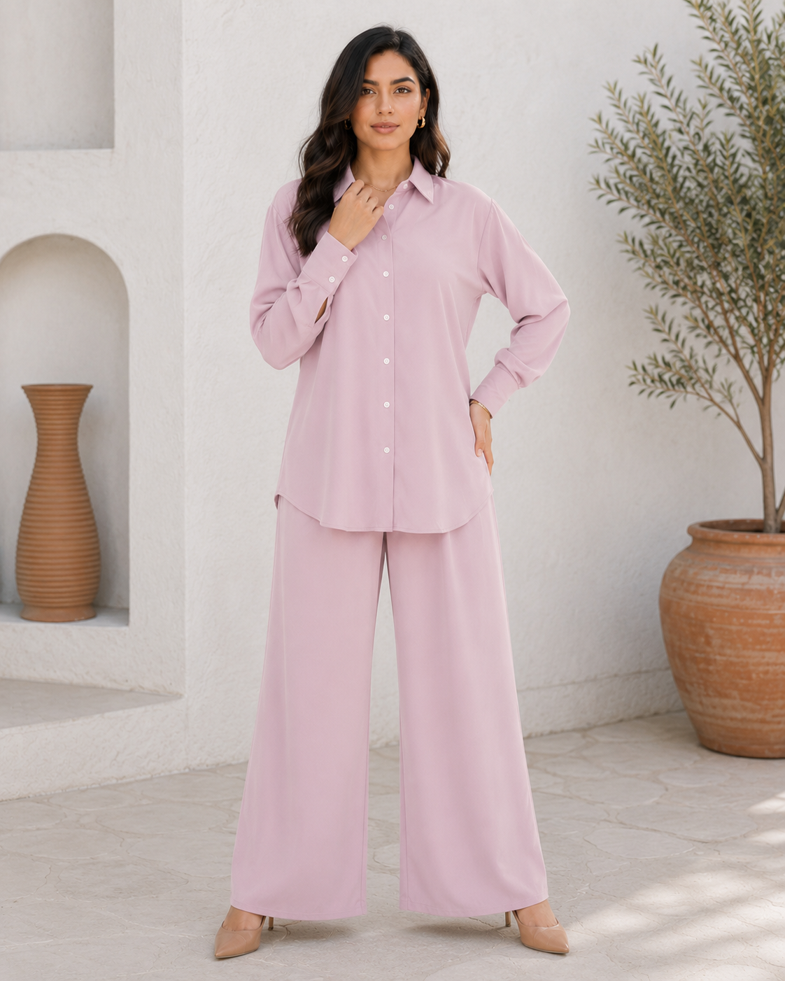 Relaxed Shirt & Wide-Leg Set