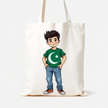 Patriotic Boy Canvas Tote Bag - Pakistan Edition