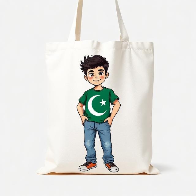 Patriotic Boy Canvas Tote Bag - Pakistan Edition