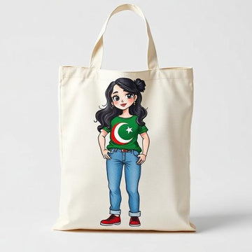Patriotic Girl Canvas Tote Bag - Pakistan Edition