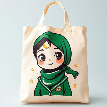 Hijabi Crescent Moon Canvas Tote Bag