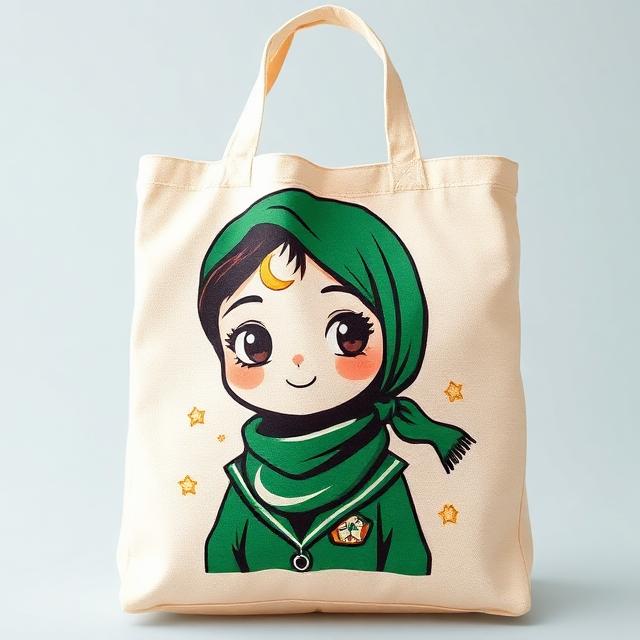 Hijabi Crescent Moon Canvas Tote Bag