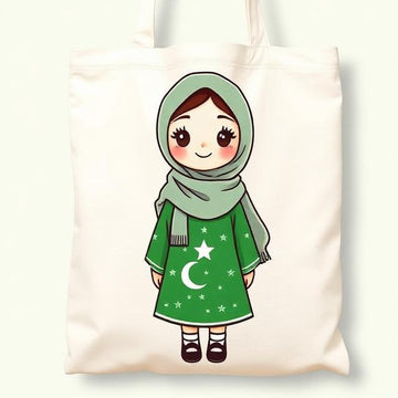 Starry Night Hijabi Girl Canvas Tote Bag