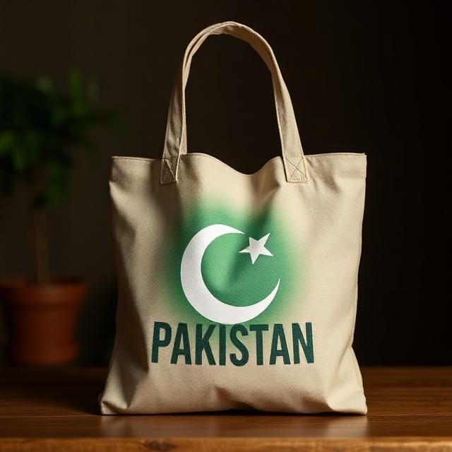 Pakistan Crescent & Star Spray Art Canvas Tote Bag
