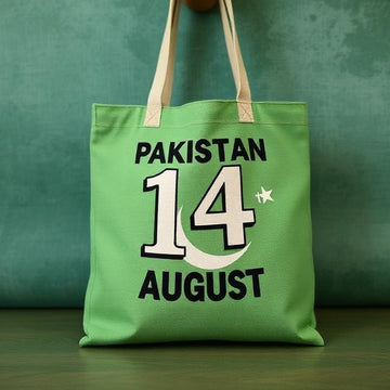 14 August Celebration Theme Printed Canvas Tote Bag