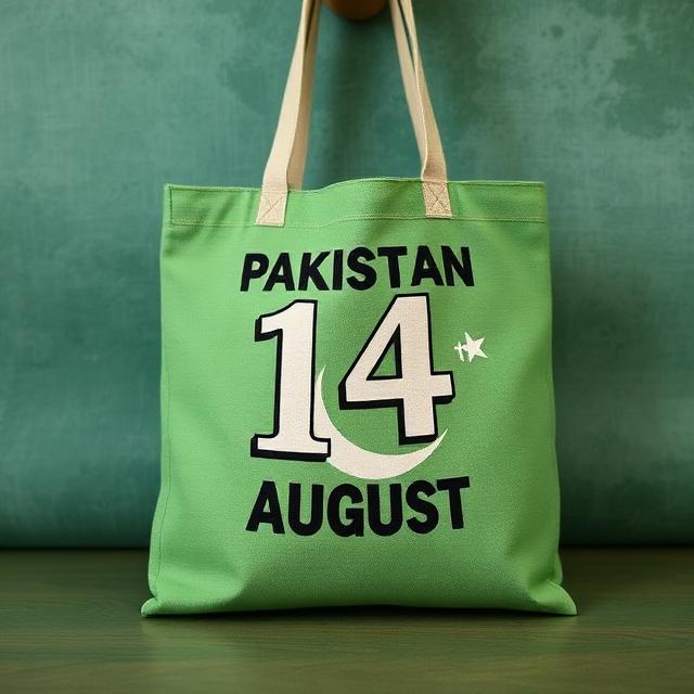 14 August Celebration Theme Printed Canvas Tote Bag