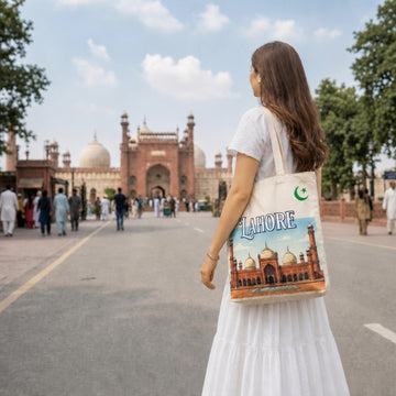 Lahore Badshahi Mosque Printed Canvas Tote Bag