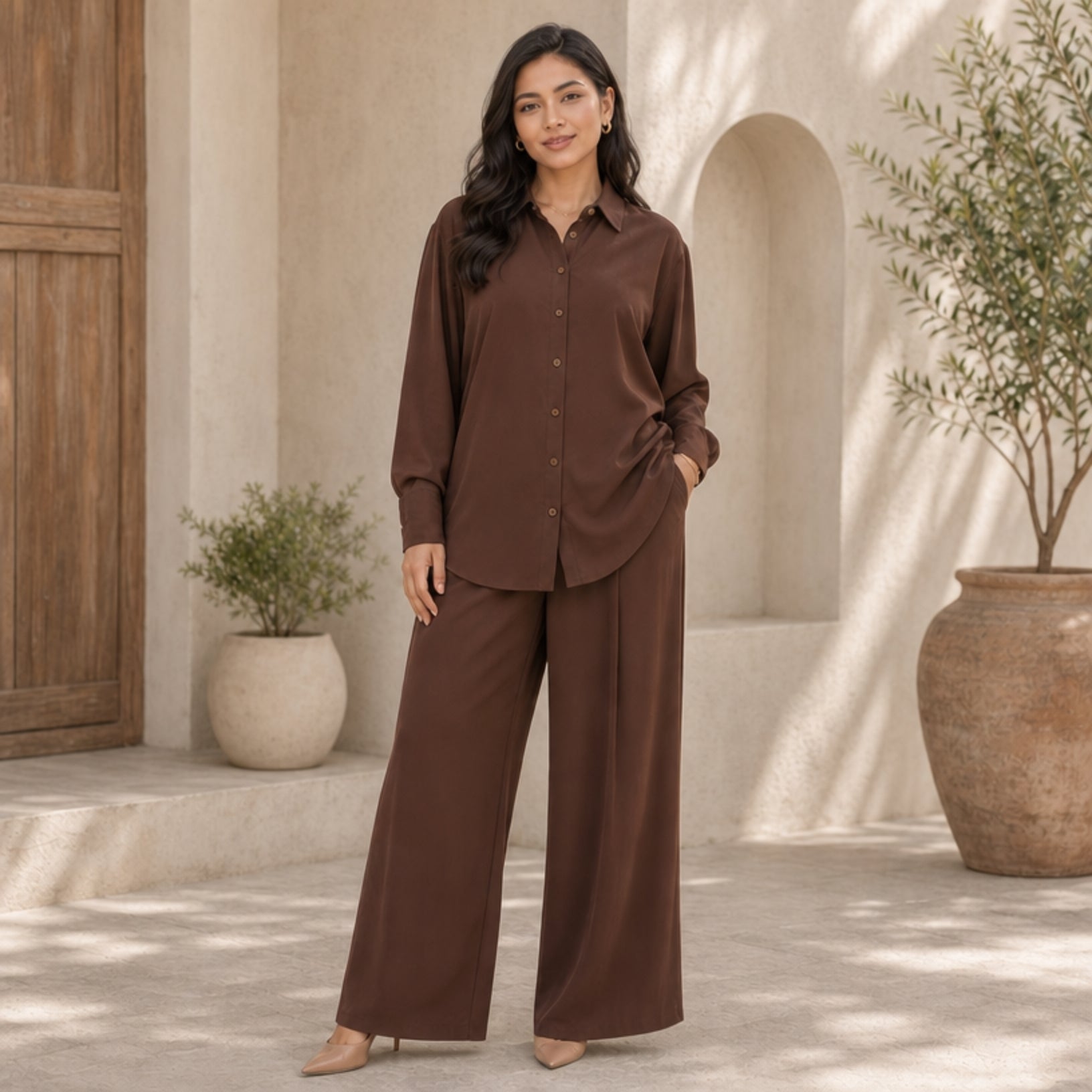 Relaxed Shirt & Wide-Leg Set