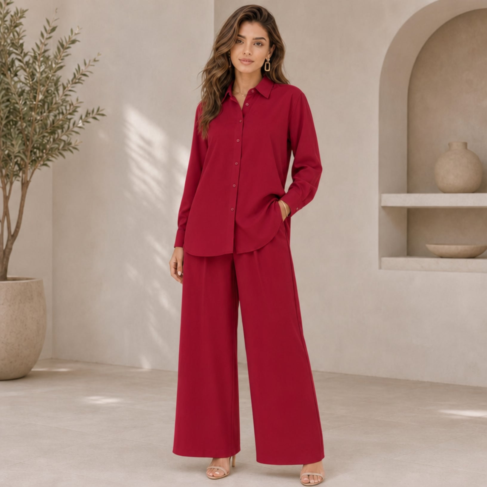 Relaxed Shirt & Wide-Leg Set